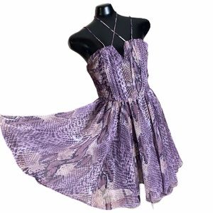 W118 Walter Baker Purple Snake Fit & Flare Dress
